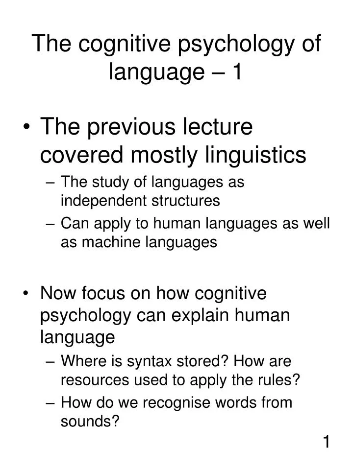 the cognitive psychology of language 1
