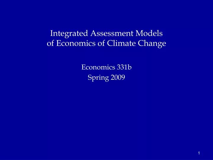 integrated assessment models of economics of climate change