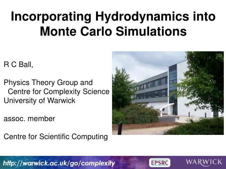 incorporating hydrodynamics into monte carlo simulations