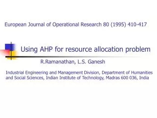 using ahp for resource allocation problem