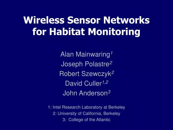 wireless sensor networks for habitat monitoring