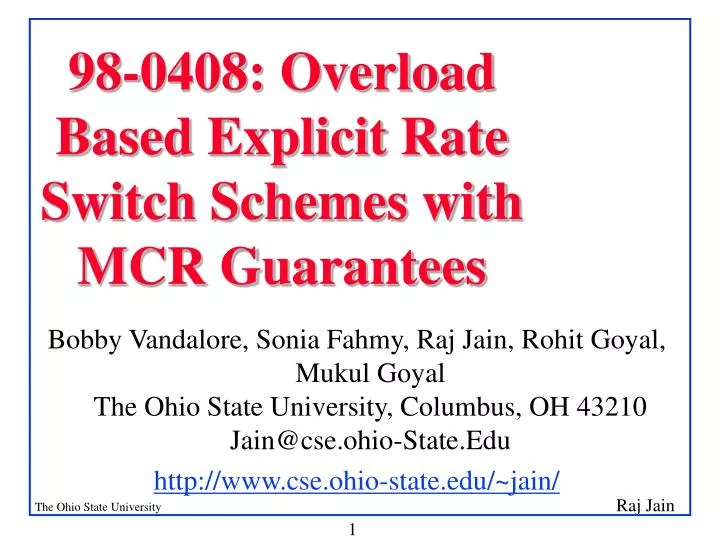 98 0408 overload based explicit rate switch schemes with mcr guarantees