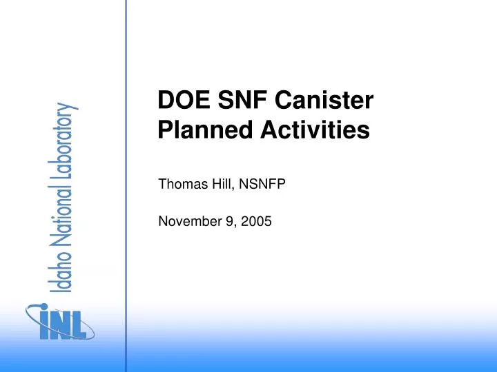 doe snf canister planned activities