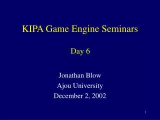 KIPA Game Engine Seminars