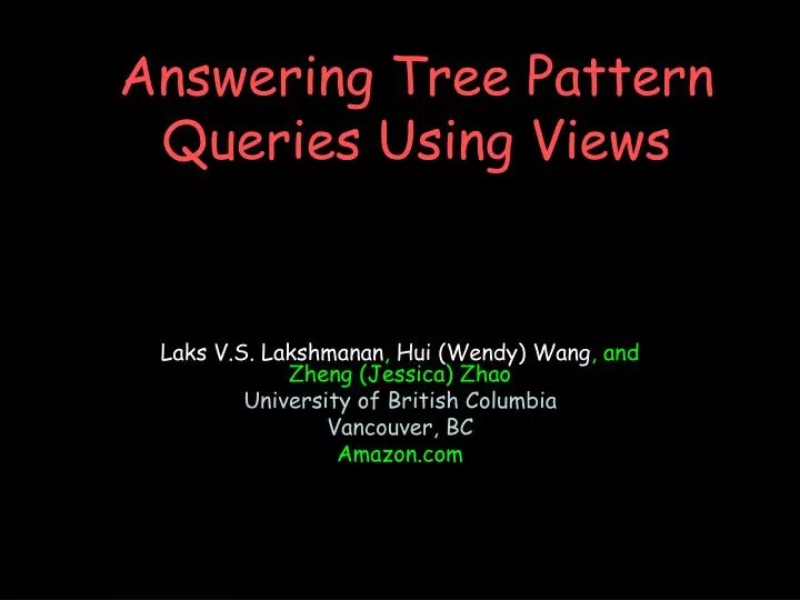answering tree pattern queries using views