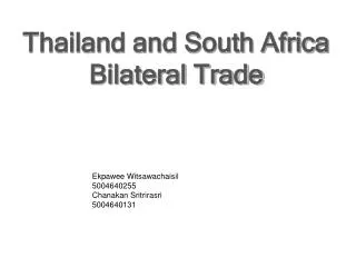 Thailand and South Africa Bilateral Trade