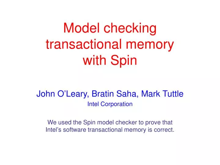model checking transactional memory with spin
