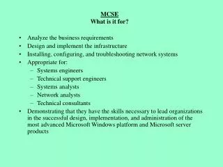 mcse what is it for