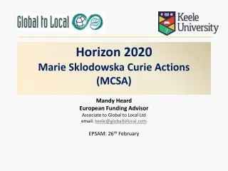 Horizon 2020 Marie Sklodowska Curie Actions (MCSA)