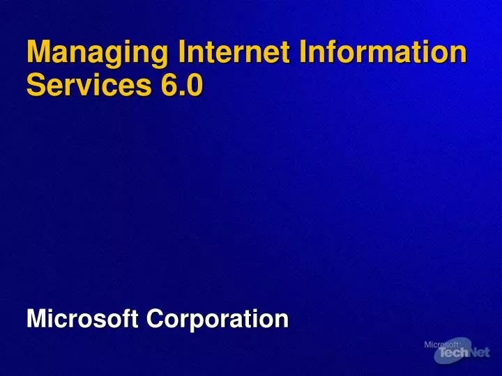 managing internet information services 6 0
