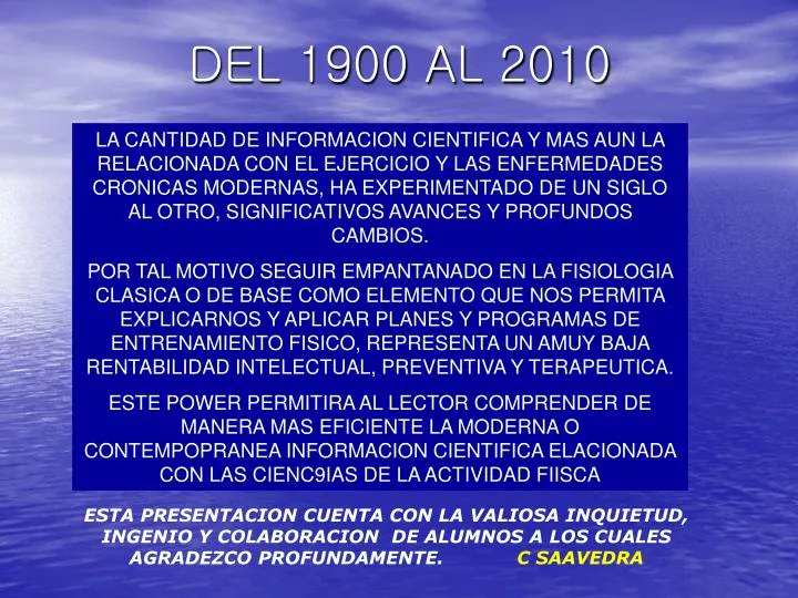 del 1900 al 2010