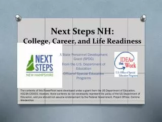 Next Steps NH: College, Career, and Life Readiness