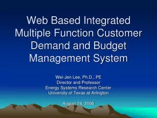 Web Based Integrated Multiple Function Customer Demand and Budget Management System