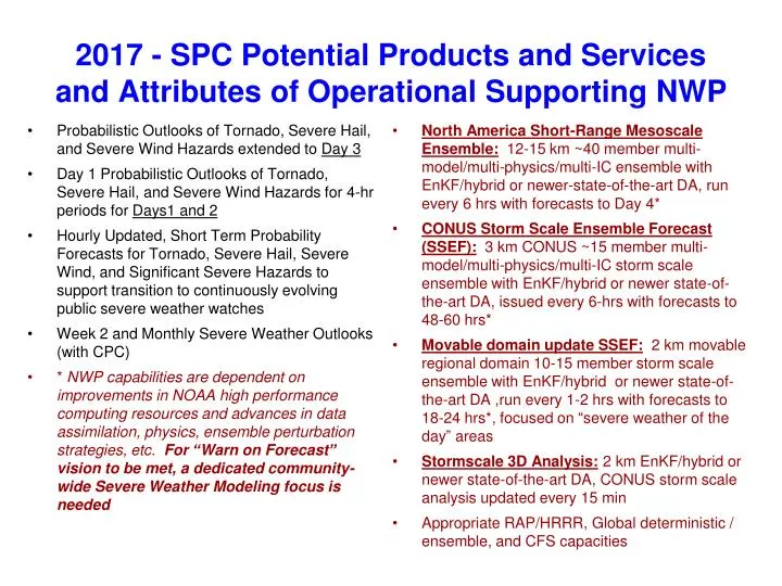 2017 spc potential products and services and attributes of operational supporting nwp