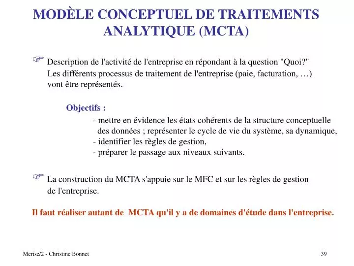 mod le conceptuel de traitements analytique mcta