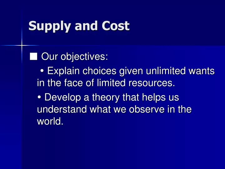 supply and cost
