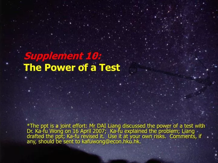 supplement 10 t he power of a test