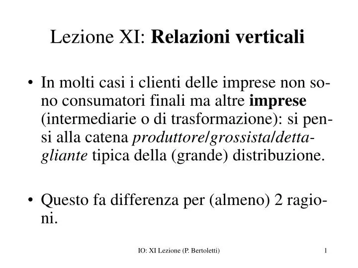 lezione xi relazioni verticali