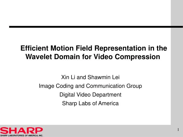 efficient motion field representation in the wavelet domain for video compression