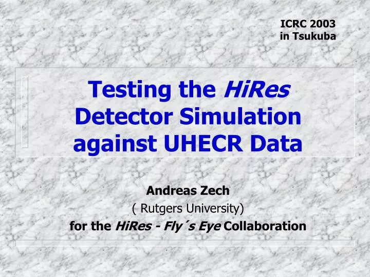 testing the hires detector simulation against uhecr data