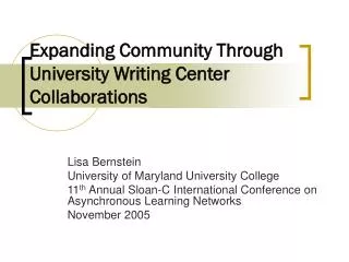 Expanding Community Through University Writing Center Collaborations
