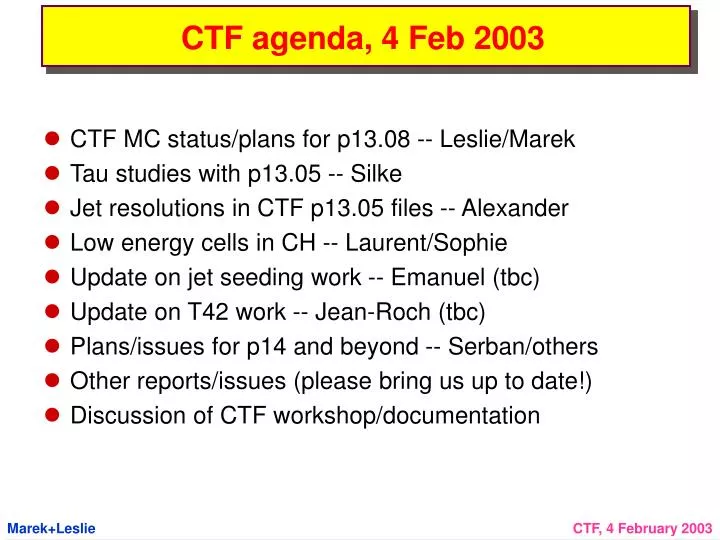ctf agenda 4 feb 2003