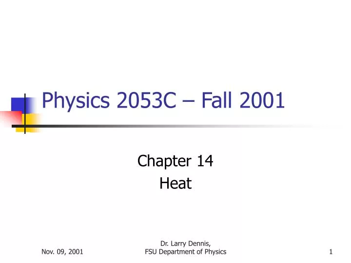 physics 2053c fall 2001