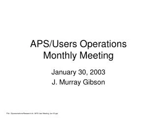 APS/Users Operations Monthly Meeting