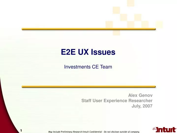 e2e ux issues investments ce team