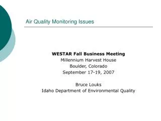 Air Quality Monitoring Issues