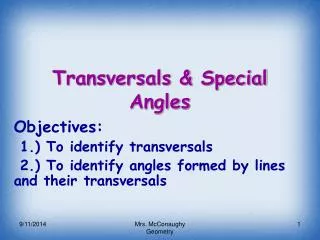 Transversals &amp; Special Angles