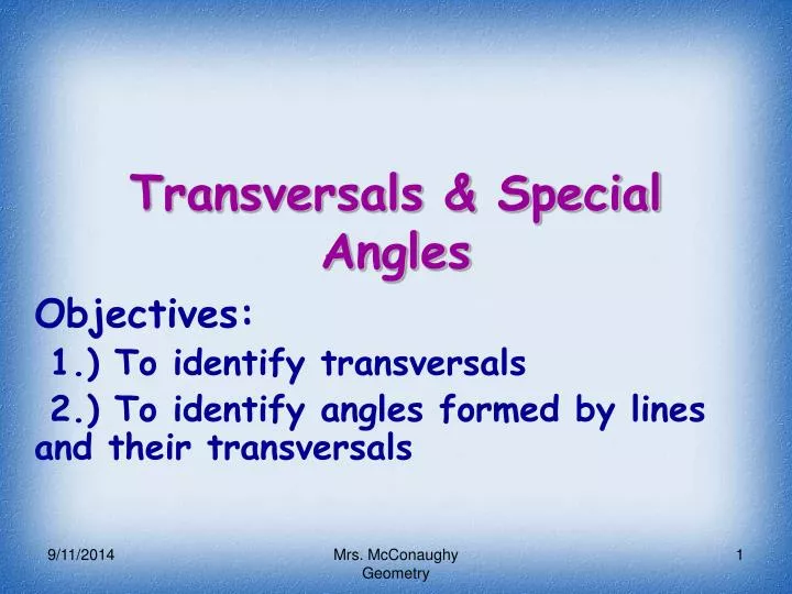 transversals special angles