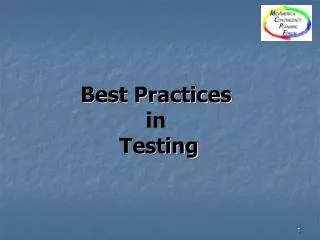 Best Practices in Testing