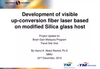 Development of visible up-conversion fiber laser based on modified Silica glass host