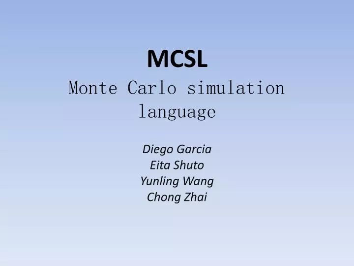 mcsl monte carlo simulation language
