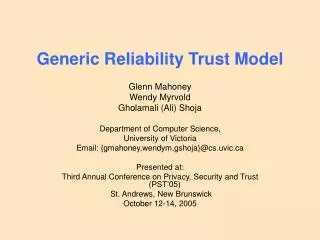 Generic Reliability Trust Model