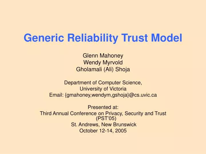 generic reliability trust model