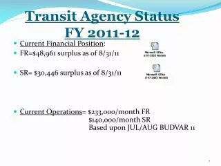 Transit Agency Status FY 2011-12