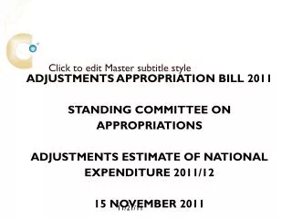 Adjustments Estimate of National Expenditure 2011/12