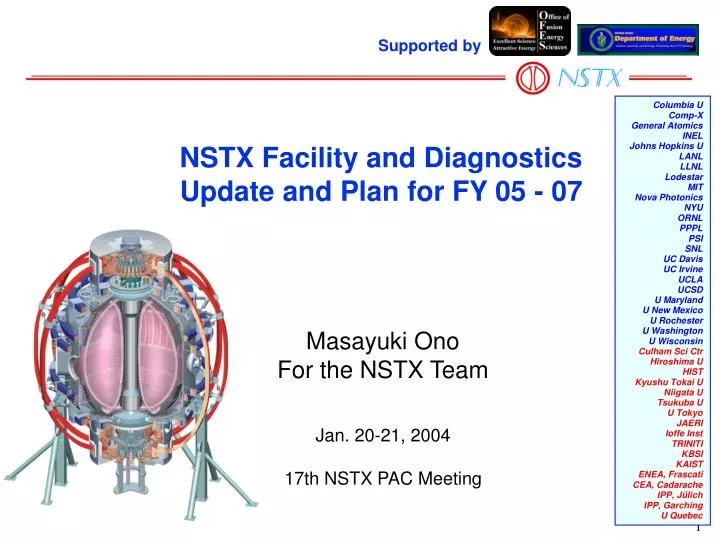 nstx facility and diagnostics update and plan for fy 05 07
