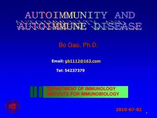 AUTOIMMUNITY AND AUTOIMMUNE DISEASE