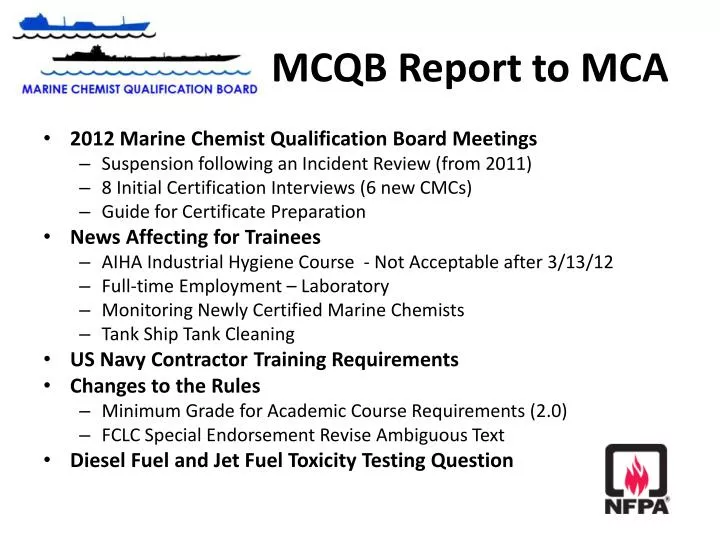 mcqb report to mca