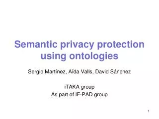 Semantic privacy protection using ontologies