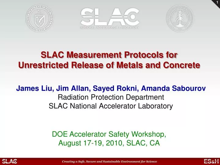 slac measurement protocols for unrestricted release of metals and concrete