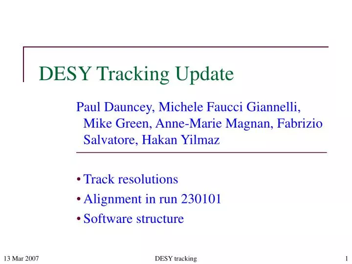 desy tracking update