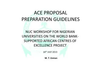 ACE PROPOSAL PREPARATION GUIDELINES