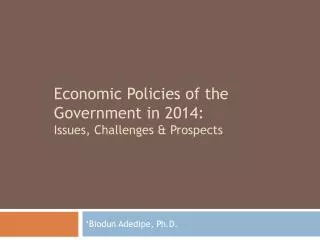 Economic Policies of the Government in 2014: Issues, Challenges &amp; Prospects