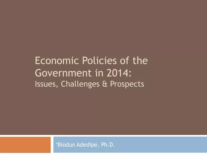 economic policies of the government in 2014 issues challenges prospects