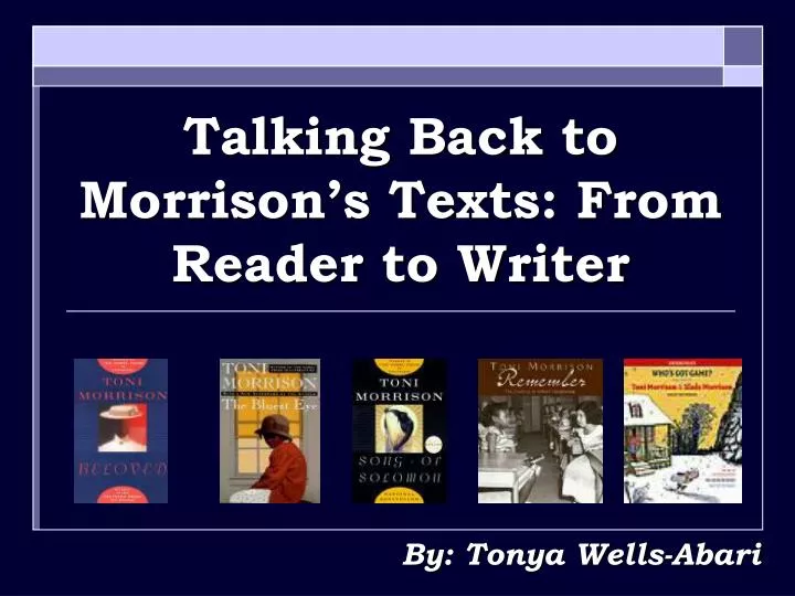 talking back to morrison s texts from reader to writer