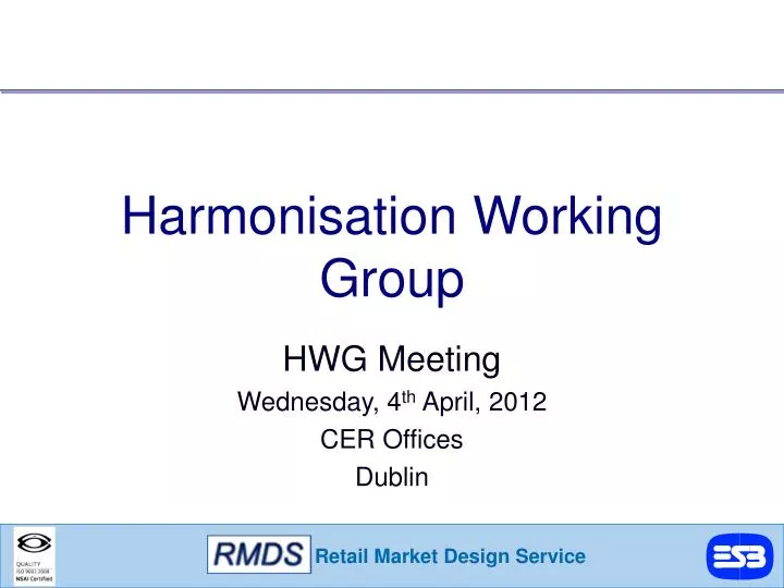 harmonisation working group